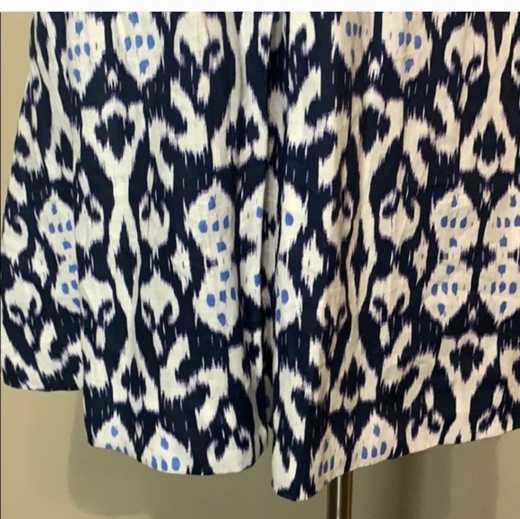 Lovely GAP Fit & Flare 100%Linen Blue & White Geometric Dress - Picture 7 of 12